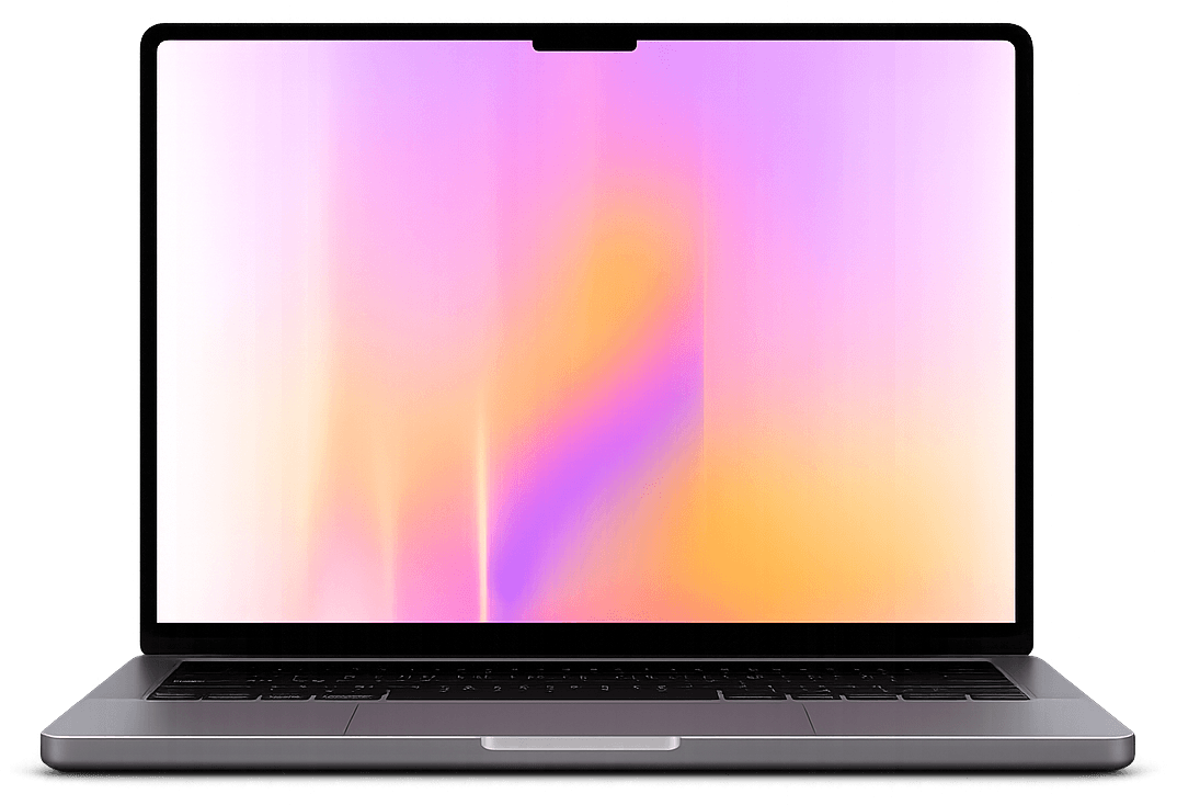 Laptop displaying a soft gradient screen